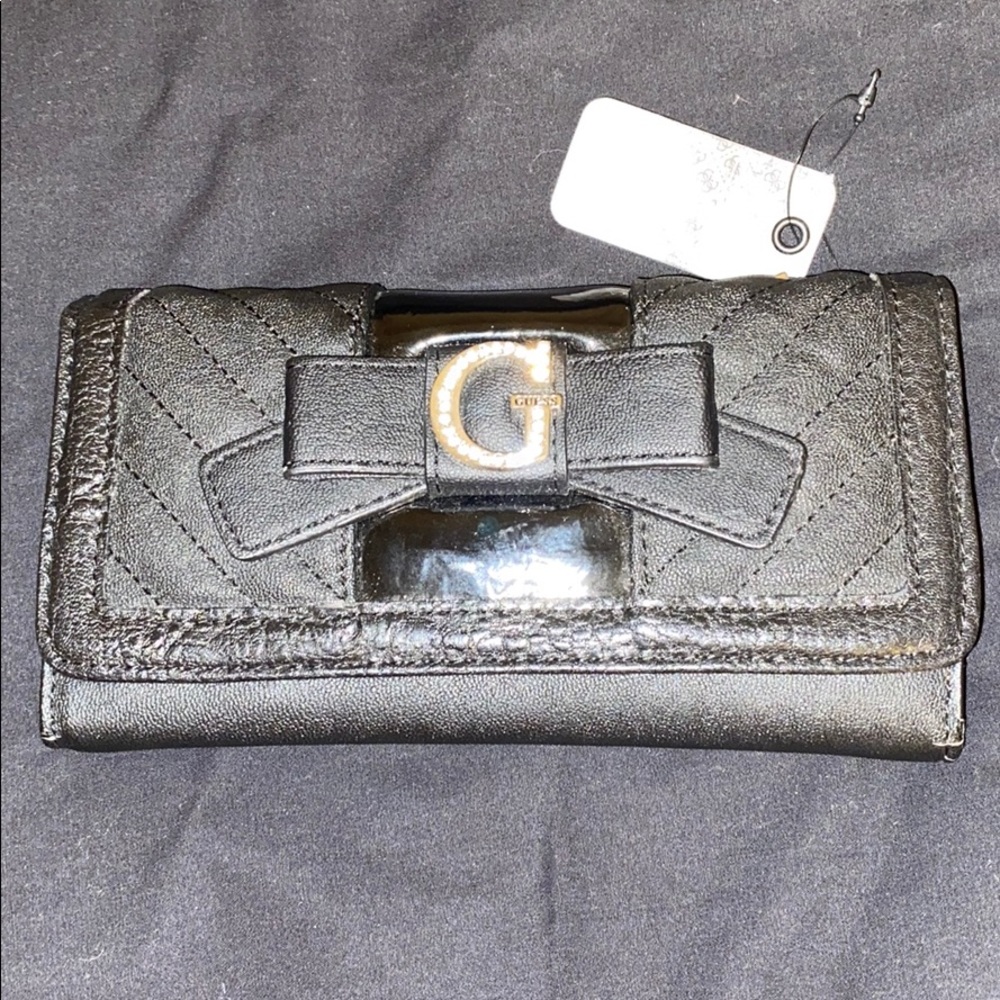 New Guess Belicia black stud bow wallet